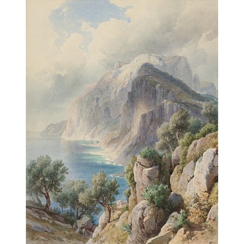View over the South Coast of Capri, Looking towards Monte Solaro